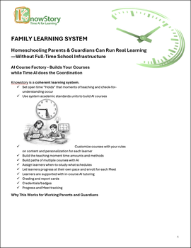 FAMILY LEARNING SYSTEM: Homeschooling Parents & Guardians Can Run Real Learning —Without Full-Time School Infrastructure